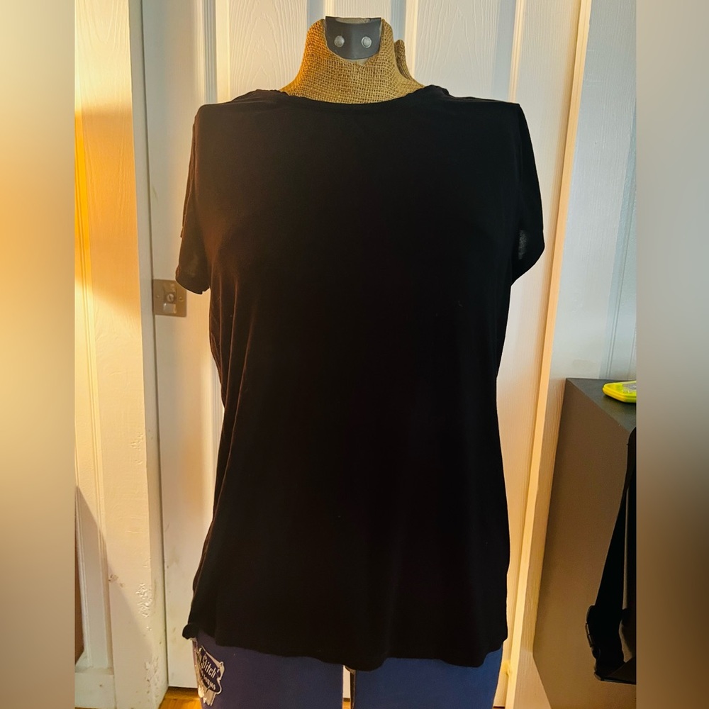 Cable & Gauge Black Short Sleeve Crewneck Top
